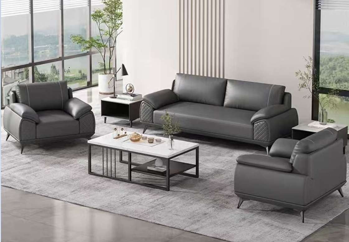 灰色西皮沙发X7 套装1+1+3 三人位2050*880*1020mm  单人位1230*880*1020mm